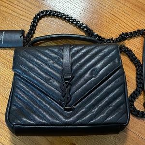 100% Authentic YSL medium college bag, black hardware